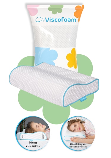 Viscofoam Küçük Boyun Destekli Ortopedik Yastık Visco Yastık 46x30x10-8cm