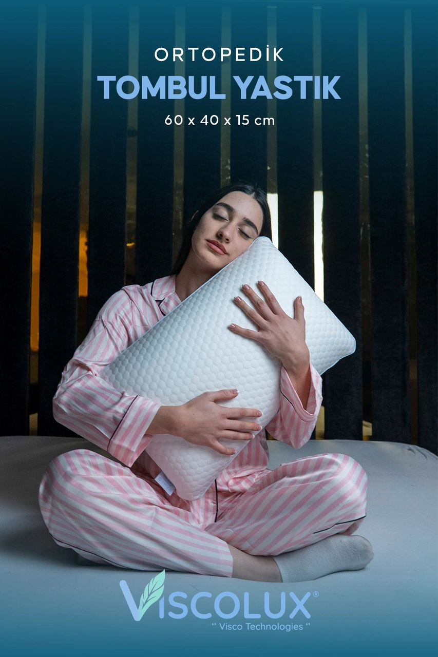 Anadolu Tombul Ortopedik Yastık - Baş Ağrısı Önleyici Klasik Visco Yastık 60x40x15 Mavi