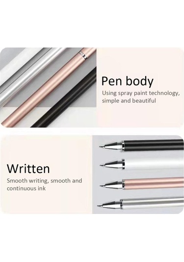 Jms  Parmak İzi Önleyici  Tablet İçin Çift Ekranlı Dokunmatik Kapasitif Çizim Kalemi Stylus Siyah