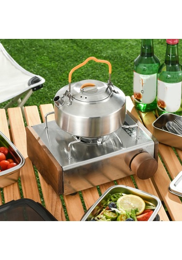 Mufunye Kamp Su Kaynağı, Taşınabilir Çay Kahve Kazanı - Paslanmaz Çelik, Kolcu Çok Renkli