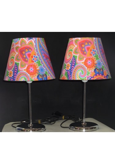 Yatak Odası Avize Abajur Seti Metal Krom Ayaklı