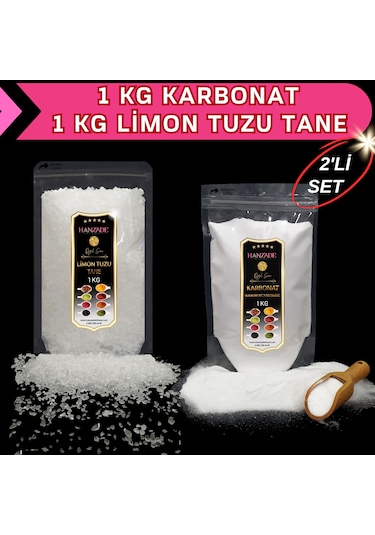 Hanzade Bitkisel Limon Tuzu Tane 1 KG + Karbonat 1 KG