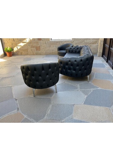 2 Adet Tekli Berjer, Deri Ofis Büro Koltuğu Imalattan Siyah