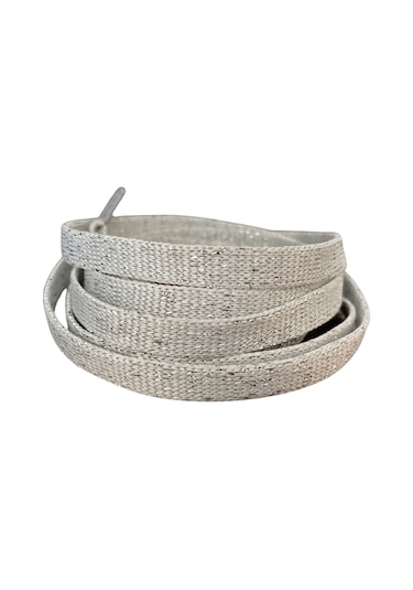 120 Cm Simli Yassı Ayakkabı Bağcığı, Gri Simli, 1 Çift