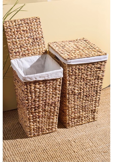 Cilento Hasır 2'li Çamaşır Sepeti Seti Kahverengı Kahverengi