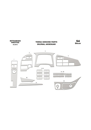 Mitsubishi Temsa Prestige Konsol-torpido Kaplama 2016 54 Parça-alüminyum Alüminyum