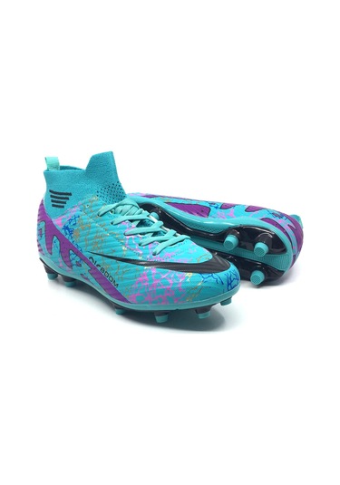 Taşpınar Laliga Erkek Günlük Çoroplı Halı Çim Saha Dişli Krampon Bağcıklı Spor Ayakkabı 36-45 Turkuaz Mor Turkuaz - Mor