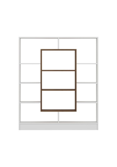 Venüs Kitaplık - Parlak Beyaz / Ceviz