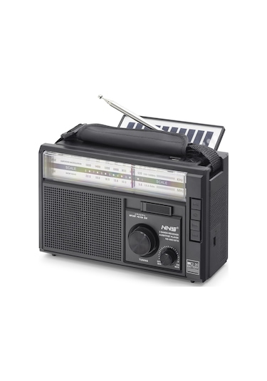 Bluetooth Solar Panelli Fm Radyo Usb Tf Nostaljik Hoparlör - Siyah Ns9951bts