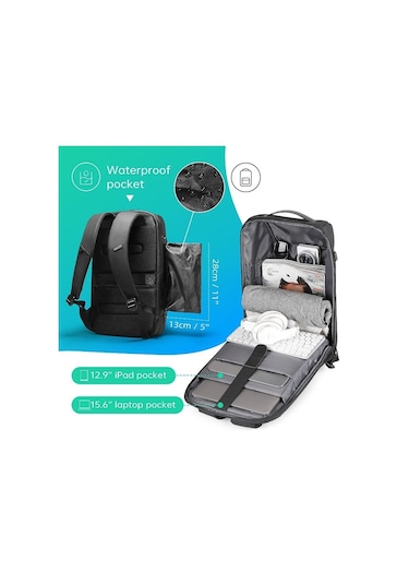 Mark Ryden MR9116 15.6" Kilitli USB Portlu Laptop Sırt Çantası Siyah