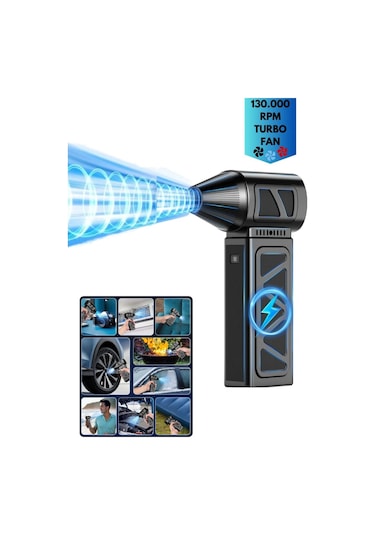 Araç Ev Ve Elektronik Temizliği İçin Güçlü Şarjlı Hava Üfleme Makinesi 130.000 Rpm Turbo Fan Blower