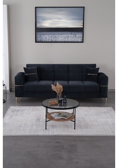 Kilim Mobilya Vogel 3 Kişilik Yüksek Ayaklı Koltuk - Kanepe Siyah Siyah