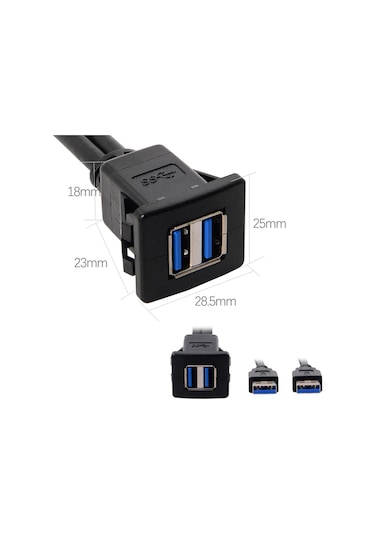 Cbtx Çift USB 3.0 Uzatma AUX Kablosu 1 Metre