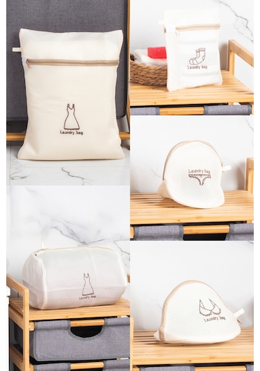 Porsima 3131 5 Parça Çamaşır Yıkama Filesi Fermuarlı Bölmeli Yıkama Filesi Renkli