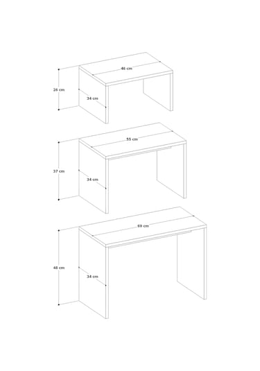 Detamob Zigonlu Orta Sehpa Takımı Beyaz