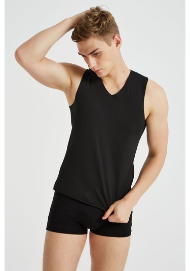 Yuvarlak Yaka Buz İpek Kumaş Spor Süper Elastik Slim Fit Erkek Kolsuz Atlet Tshirt Gri