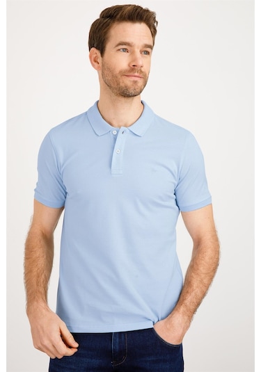 Igs Modernfit Dar Kalıp Erkek Polo Yaka Tişört Açık Mavi