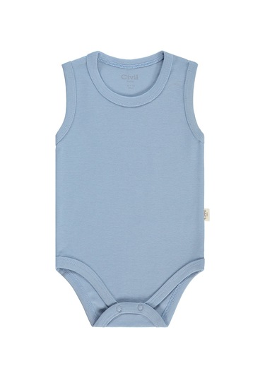 Civil Baby Organik 5 Li Sıfır Kol Çıtçıtlı Badi - Mavi