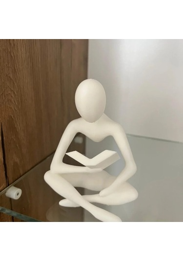 Kitap Okuyan Biblo Heykel Figür Dekor Dekorasyon 3d