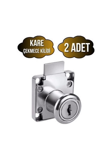 Kare Çekmece Kilidi Anahtarlı Dolap Mobilya Kilidi Kare 2 Adet Krom