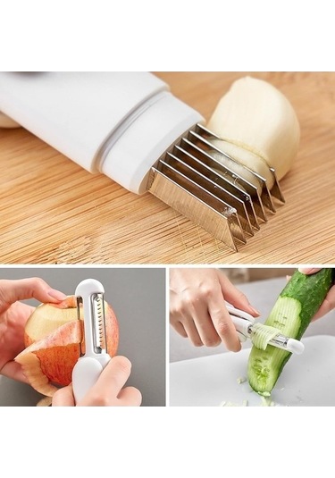 Ulzyvf 2024 Yeni 3'ü 1 Arada Çok İşlevli Döner Soyma Bıçağı, Mutfak Bıçakları Diğer/ Diğer