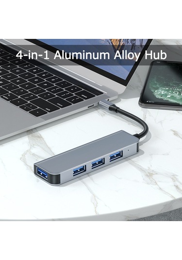 Samdoo 4'lü Usb Hub: 1 Adet Usb 3.0 5gbps + 3 Adet Usb 2.0 480mbps , Alüminyum Gövde, Hızlı Veri Transferi
