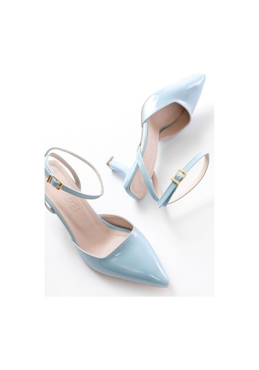 St-004 Bebe Mavi Rugan Günlük 7 Cm Topuklu Bayan Ayakkabı