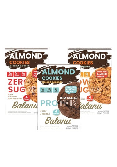 Zero Sugar & Low Sugar & Proteinli Badem Unu Kurabiyesi 3lü Set