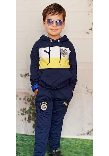 Fenerbahçe Kapüşonlu Çocuk Taraftar Eşofman Takım Lacivert