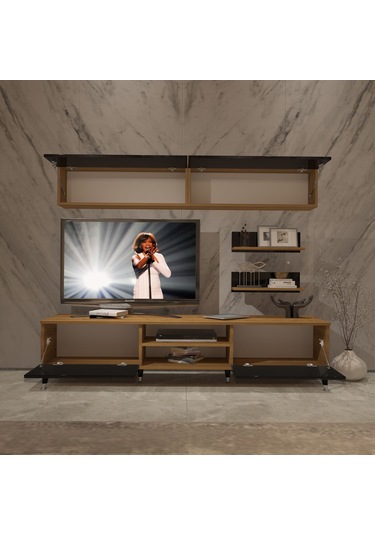 Decoraktiv Eko 5 Mdf Dvd Silver Tv Ünitesi Tv Sehpası Pera - Siyah
