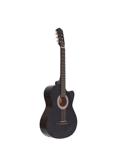 4/4 Kesik Kasa Sap Ayarlı Siyah Klasik Gitar Seti Full Set Siyah