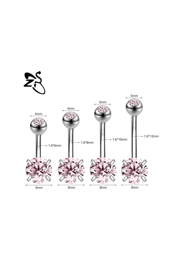 Zs 14g Paslanmaz Çelik Göbek Piercingi 6/8/10/12 Mm Cz Kristal Takı Greenantik Altın Kaplama Antik Altın Kaplama