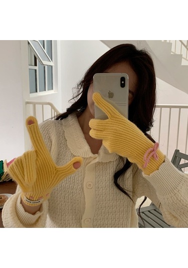 Fiyonklu Örme Eldiven Kalın Sıcak Eldivenler 03 03