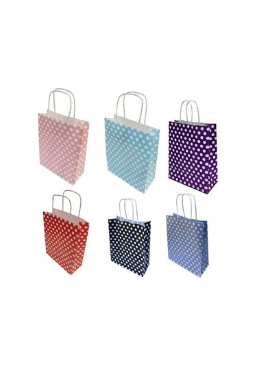 Kraft Çanta Kırmızı Puantiyeli 25x31x12cm 25 Adet