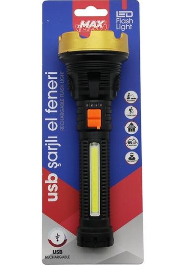 Orta 19cm 2in1 Osl Led - Cob Led Usb Şarjlı El Feneri 3-kademe I Çok Renkli