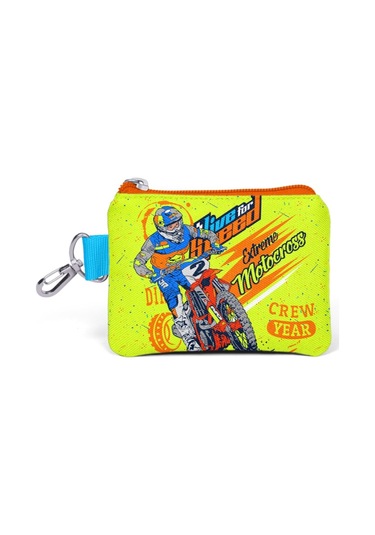 Coral High Sarı Motorsiklet Desenli Bozuk Para Çantası - Erkek Çocuk Çok Renkli