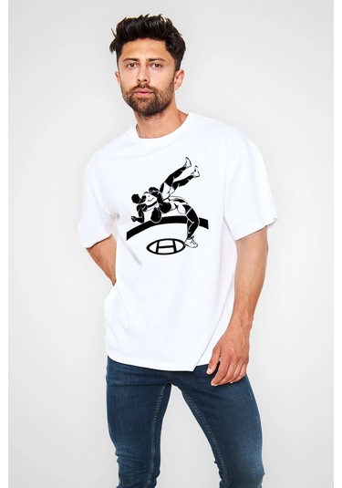 Adrift Güreş Beyaz Unisex Oversize Tişört T-shirt Beyaz