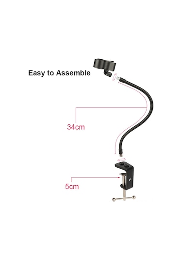 Honmex Masaüstü Ayaklı Serbestçe Hareket Eden Yumru Kelepçe + Metal Hortumlu Tutucu Braket