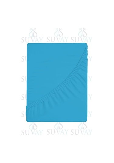 Suvay Penye Lastikli Çarşaf Tek Çift Kişilik Battal Boy %100 Pamuklu Lastikli Penye Çarşaf Mavi