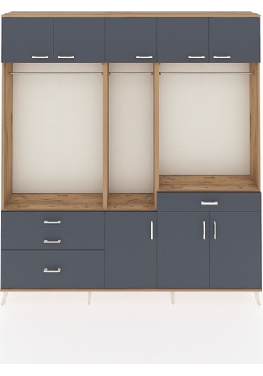 Arges Dolap 8 Raflı 4 Çekmeceli 3 Askılı 220x30x243 Çam-antrasit/antrasit Antrasıt/antrasıt Arges Dolap 8 Raflı 4 Çekmeceli 3 Askılı 220x30x243 Çam-antrasit/antrasit Antrasıt/antrasıt