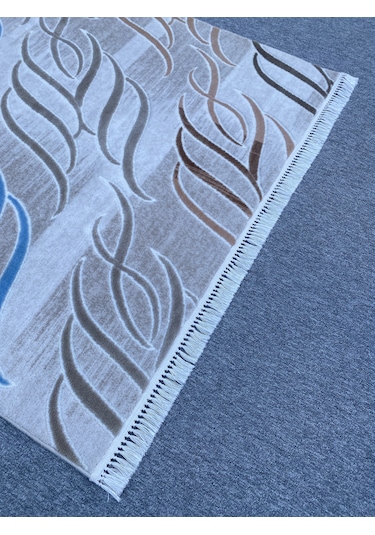 Mavi Vizon Gül Kurusu Kesme Halı 150x175 Saçaklı Akrilik Halı