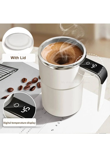 Taşınabilir Otomatik Karıştırma Manyetik Spinner Kupa Şarj Beyaz