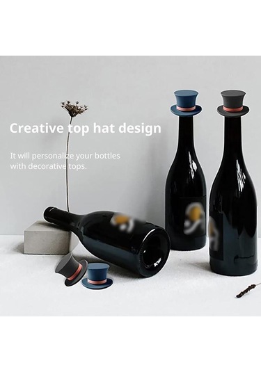 Jms Siyah Yeniden Kullanılabilir Silikon Şarap Tıpa Kapağı Fiş Şapka Şekli Vakum Mühürlü Şişe Durdurma Kapağı Ev Şarap Şişesi Tıpa Bar Araçları Siyah