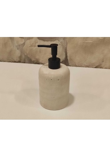 Traverten Doğal Taş Sıvı Sabunluk Mat Siyah Pompalı Gold