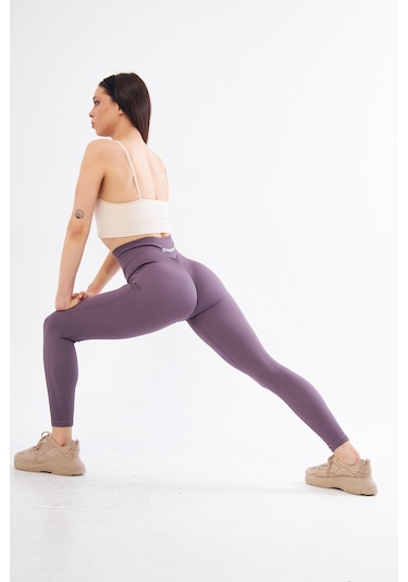 Gymhams Kalçası Büzgülü Premium Fitilli Ekstra Push Up Yükse Eflatun