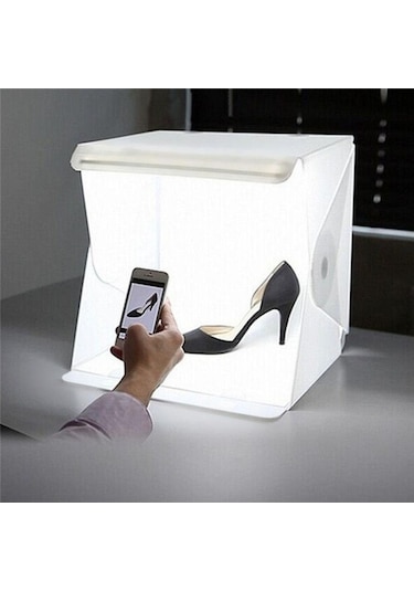 Triline 20 x 20 CM Profesyonel Stüdyo Led Işıklı Çift Sıra Ürün Fotoğraf Çekim Çadırı