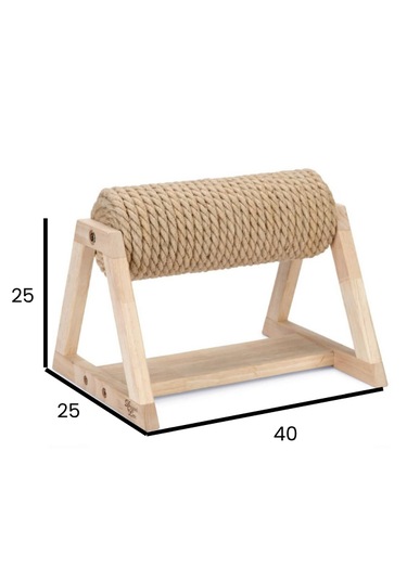 Modern Ahşap Kedi Tırmalama Oyuncağı - Döner Silindir