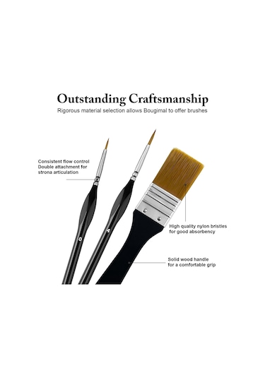 32 Akrilik Fırça, Yelpaze Fırçalar, İnce Detay Fırçaları