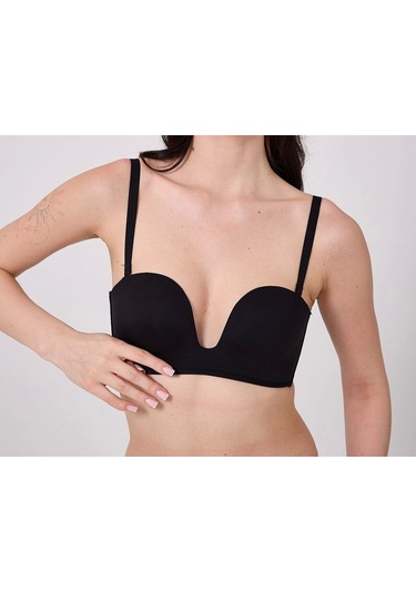 Freshness Msf05 Destekli V Dekolte Lazer Kesim Sütyen Siyah