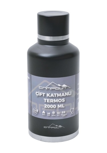 Nurgaz Campout Çift Katmanlı Termos 2000 ML Siyah